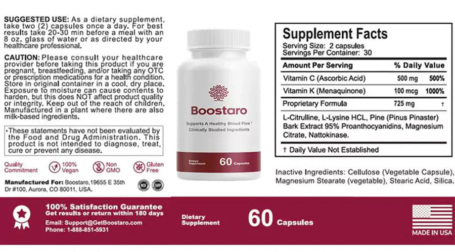 Bosstaro Supplement Facts